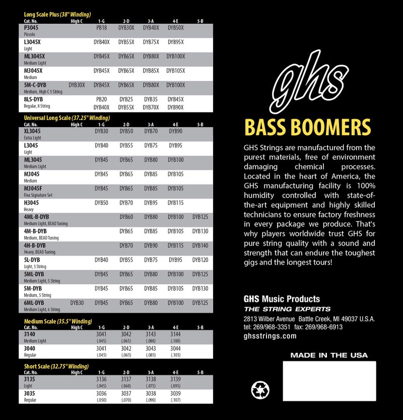 GHS Strings M3045-2, 4-String Bass Boomers, Nickel-Plated Electric Bass Strings, Long Scale, Medium, Pack of 2 (45-105),BLACK - Image 2
